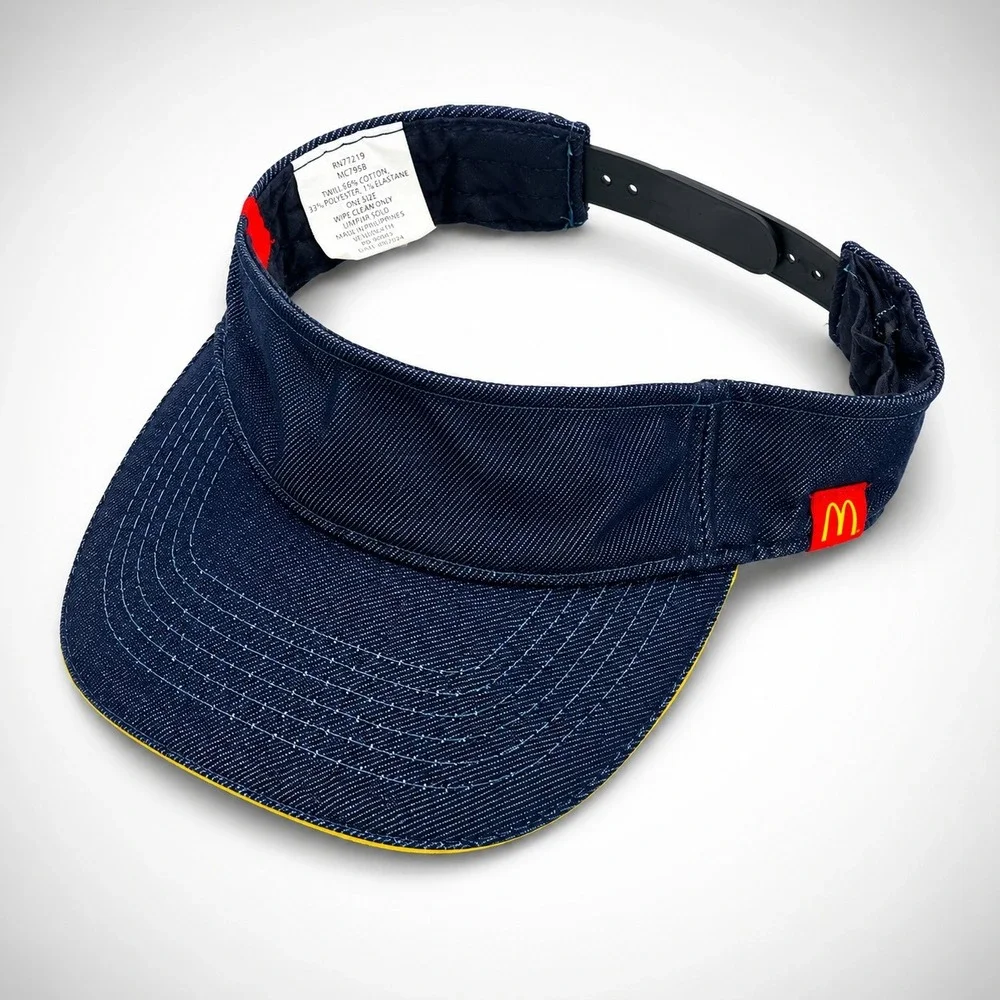 mcdonalds unisex visor hat promotional denim twill navy blue adjustable osfm